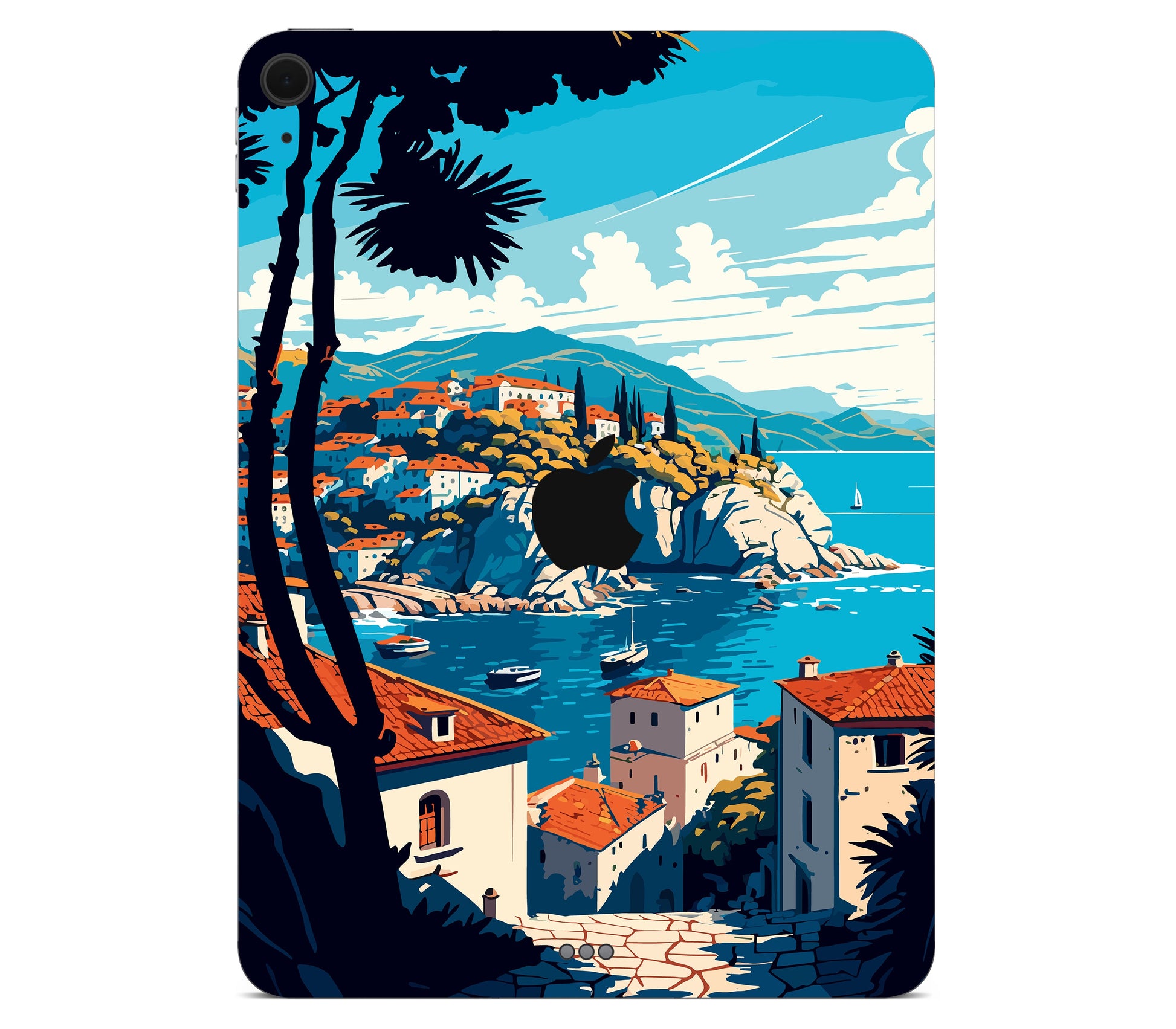 iPad Air 11" (M4) skin, Coastal Clouds, back skin with logo cutout