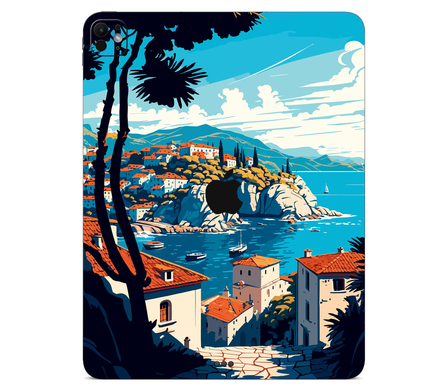 iPad Pro 13" (M5) skin, Coastal Clouds, back skin with logo cutout
