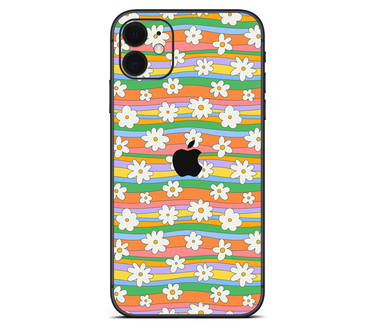 iPhone 11 skin, Daisy Drift, back skin with logo cutout