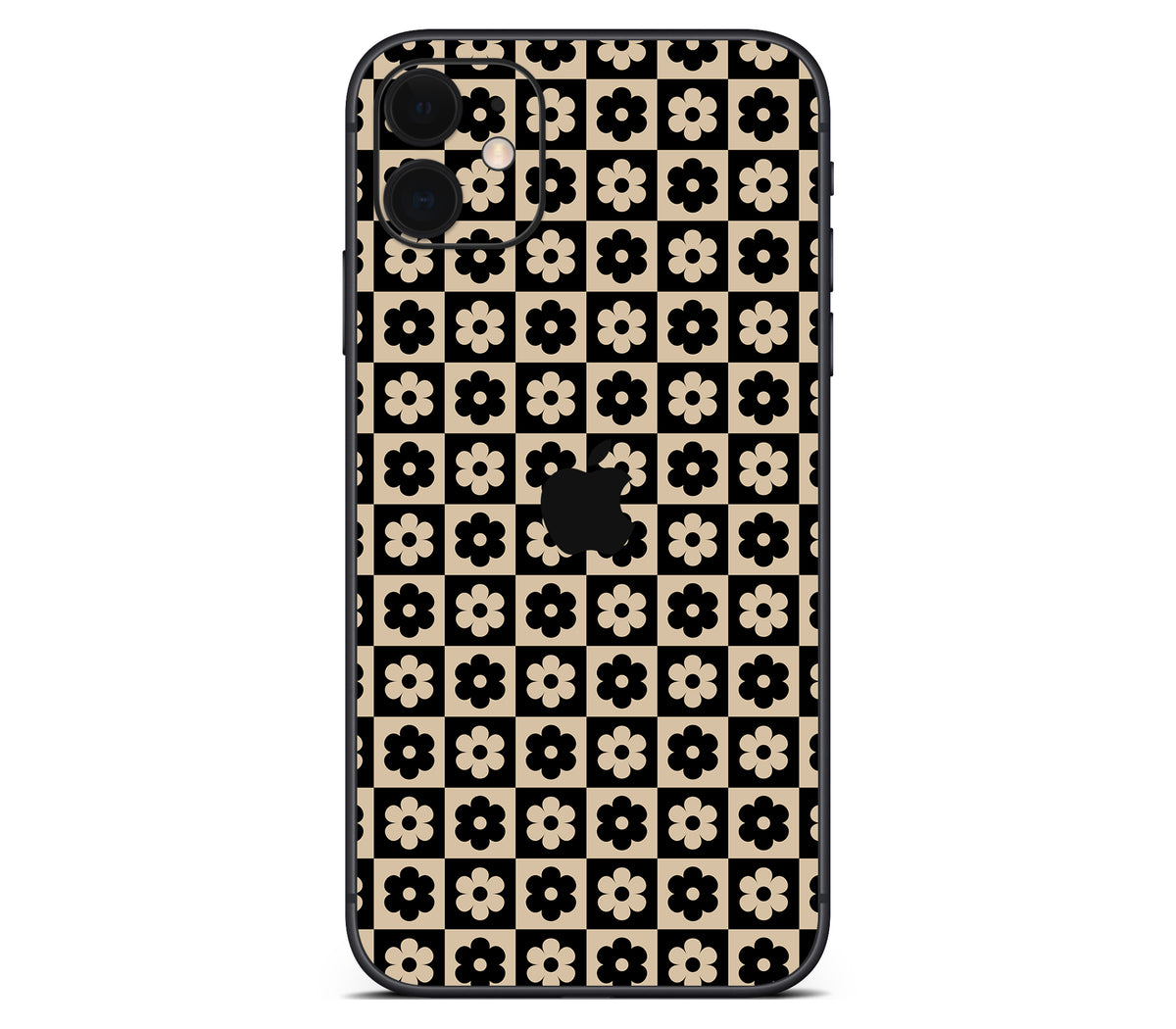 iPhone 11 skin, Floral Grid, back skin with logo cutout