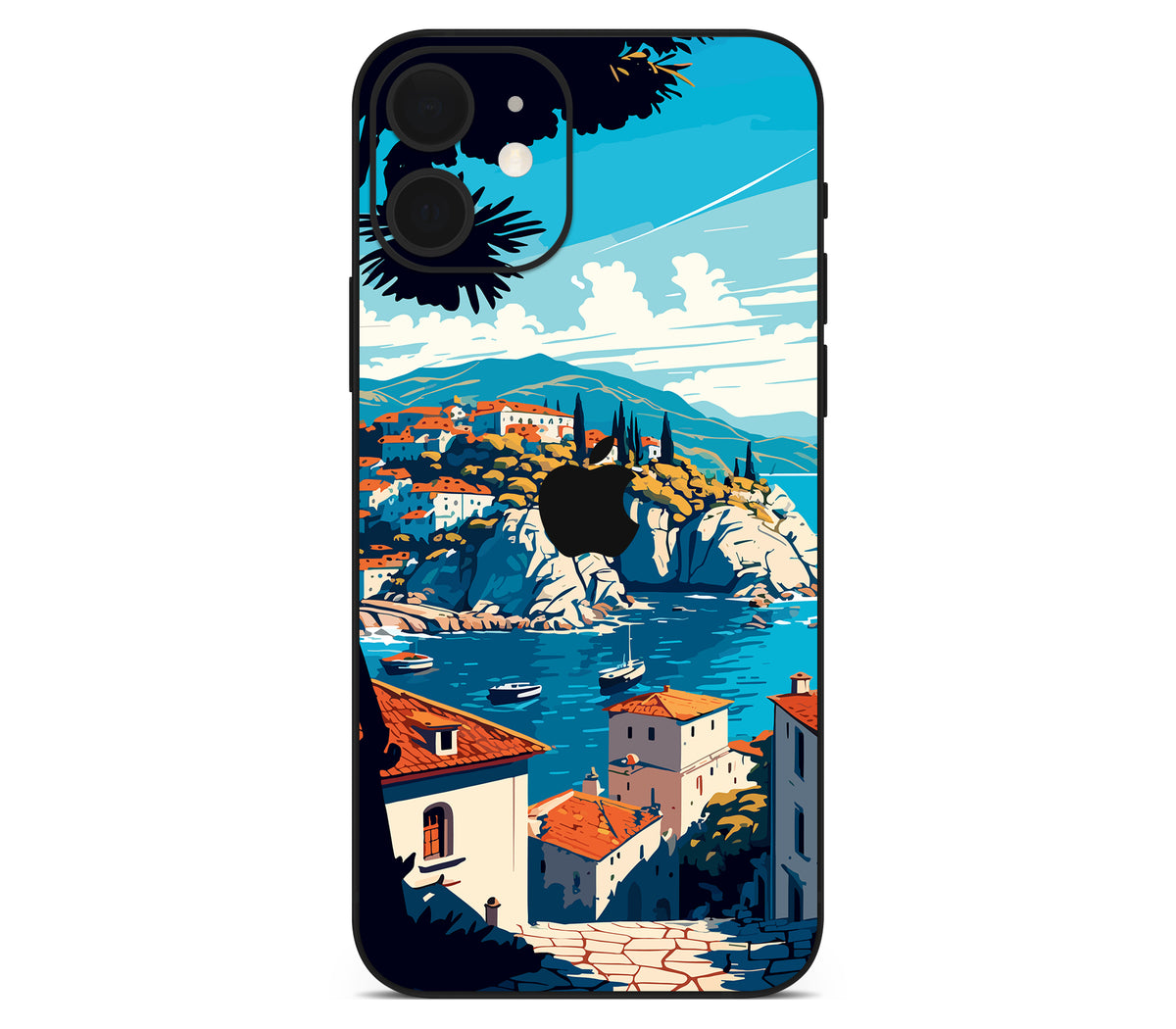 iPhone 12 skin, Coastal Clouds, back skin with logo cutout