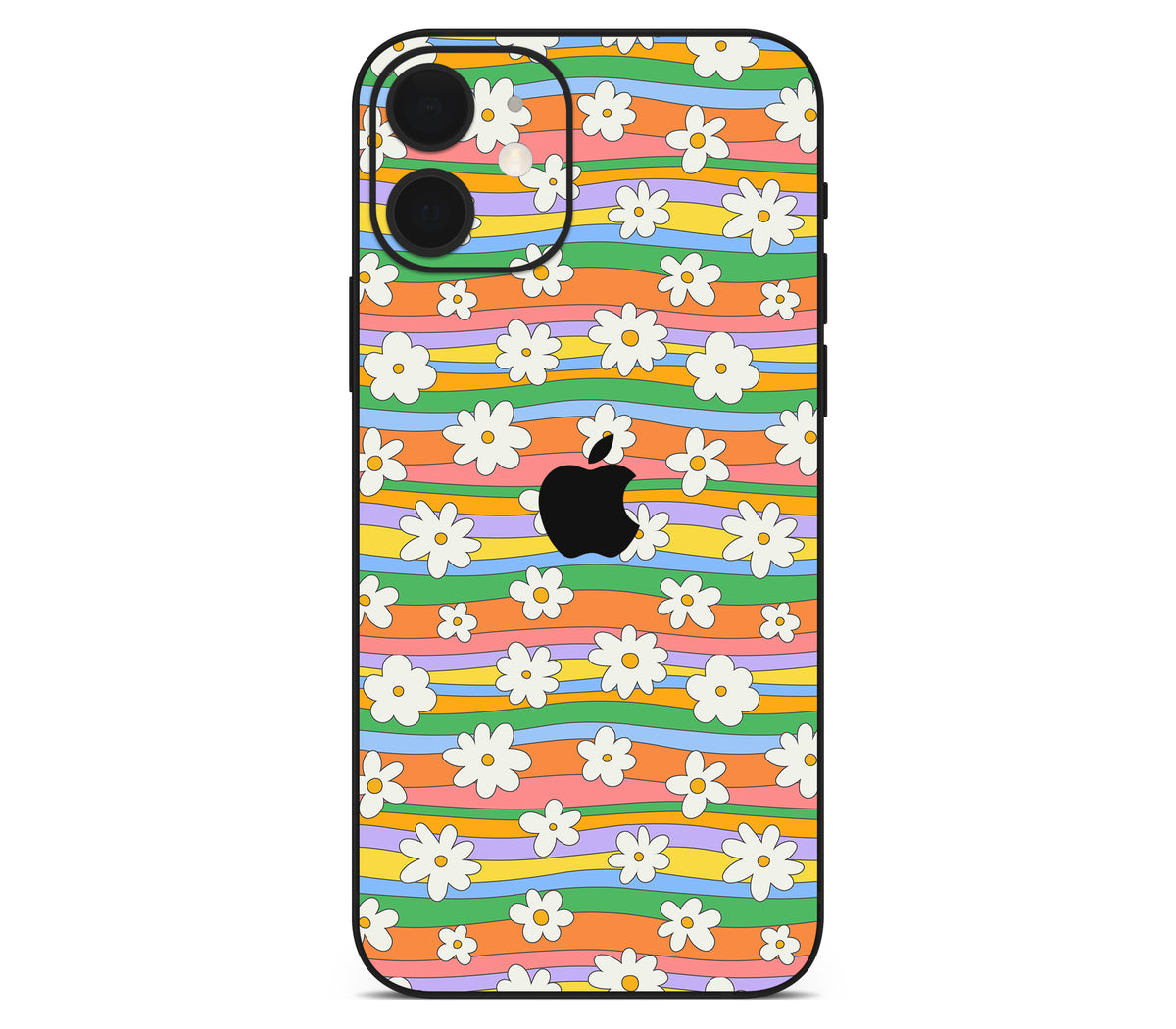 iPhone 12 skin, Daisy Drift, back skin with logo cutout