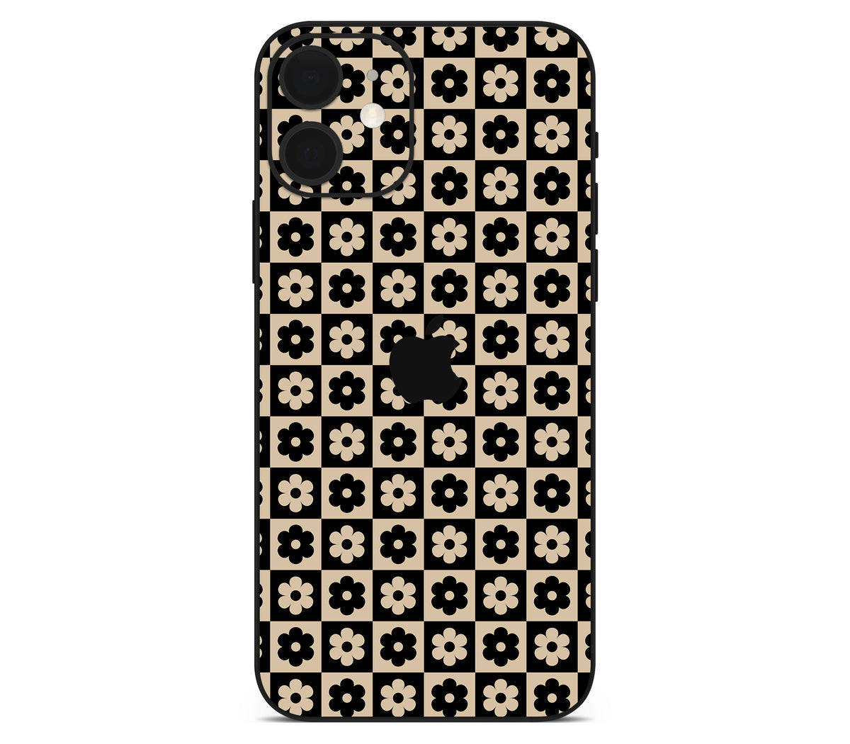 iPhone 12 skin, Floral Grid, back skin with logo cutout