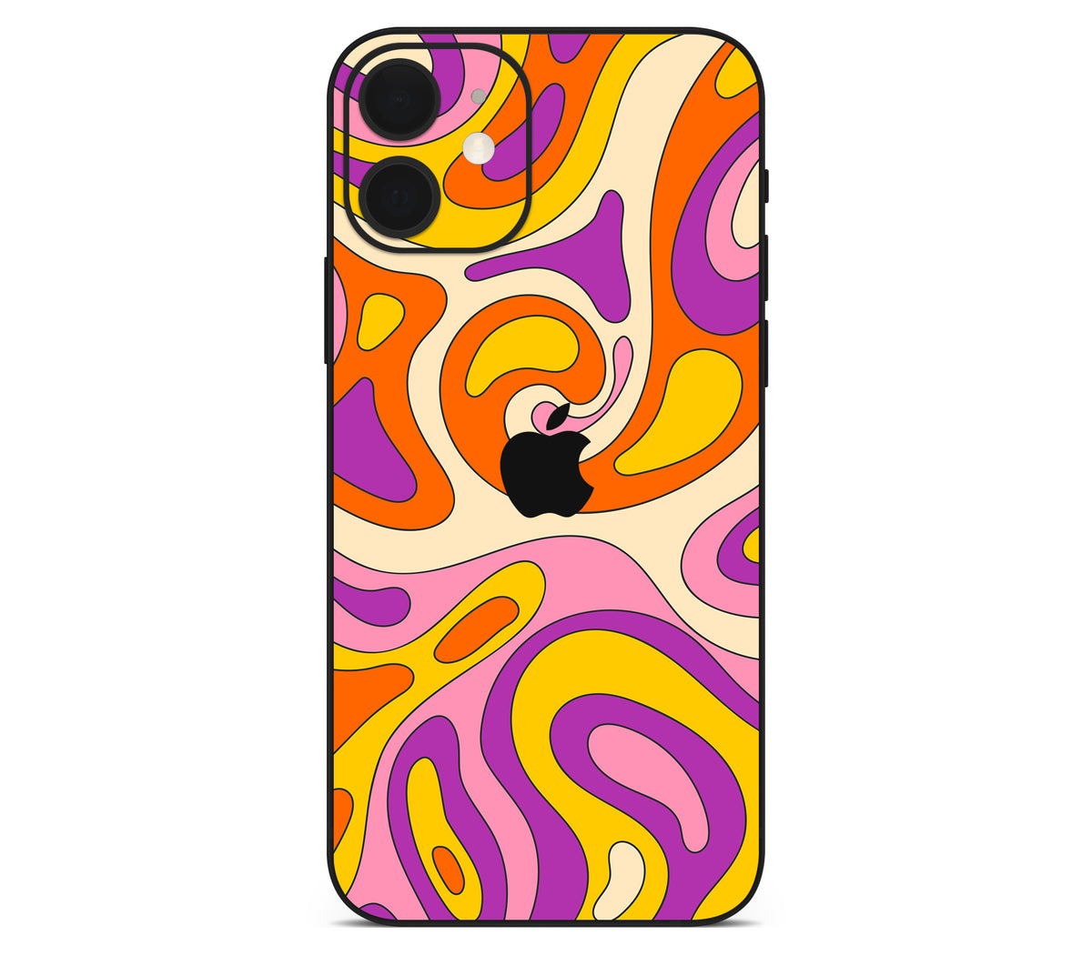 iPhone 12 skin, Psycho Vortex, back skin with logo cutout