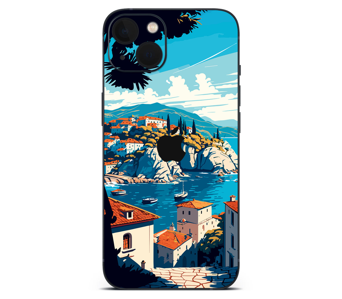 iPhone 13 skin, Coastal Clouds, back skin with logo cutout