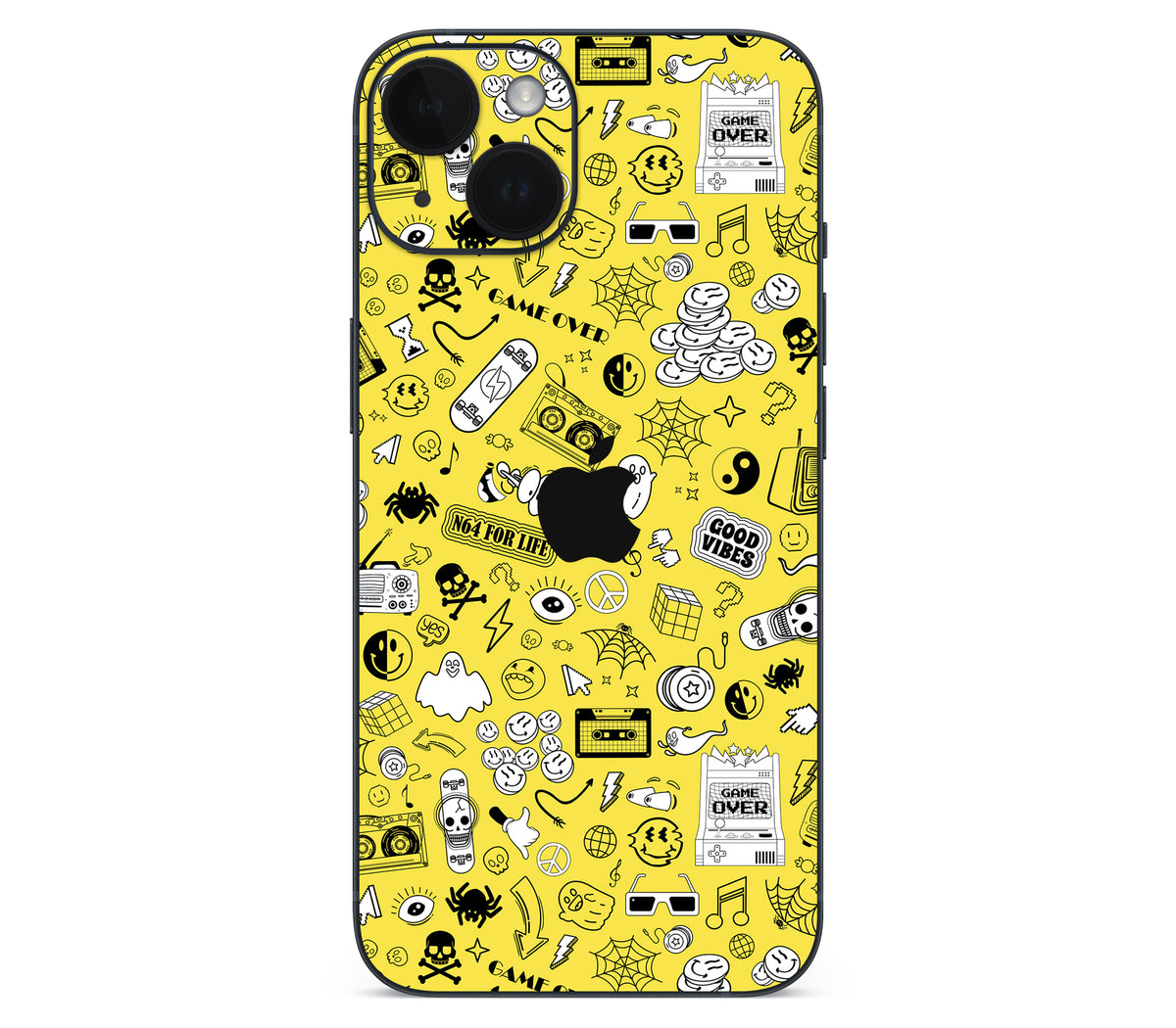 iPhone 14 skin, 90’s Nostalgia, back skin with logo cutout