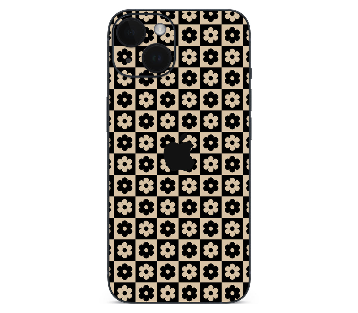 iPhone 14 skin, Floral Grid, back skin with logo cutout