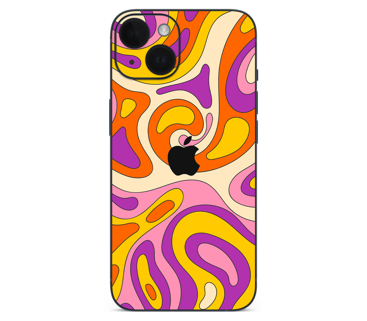 iPhone 14 skin, Psycho Vortex, back skin with logo cutout