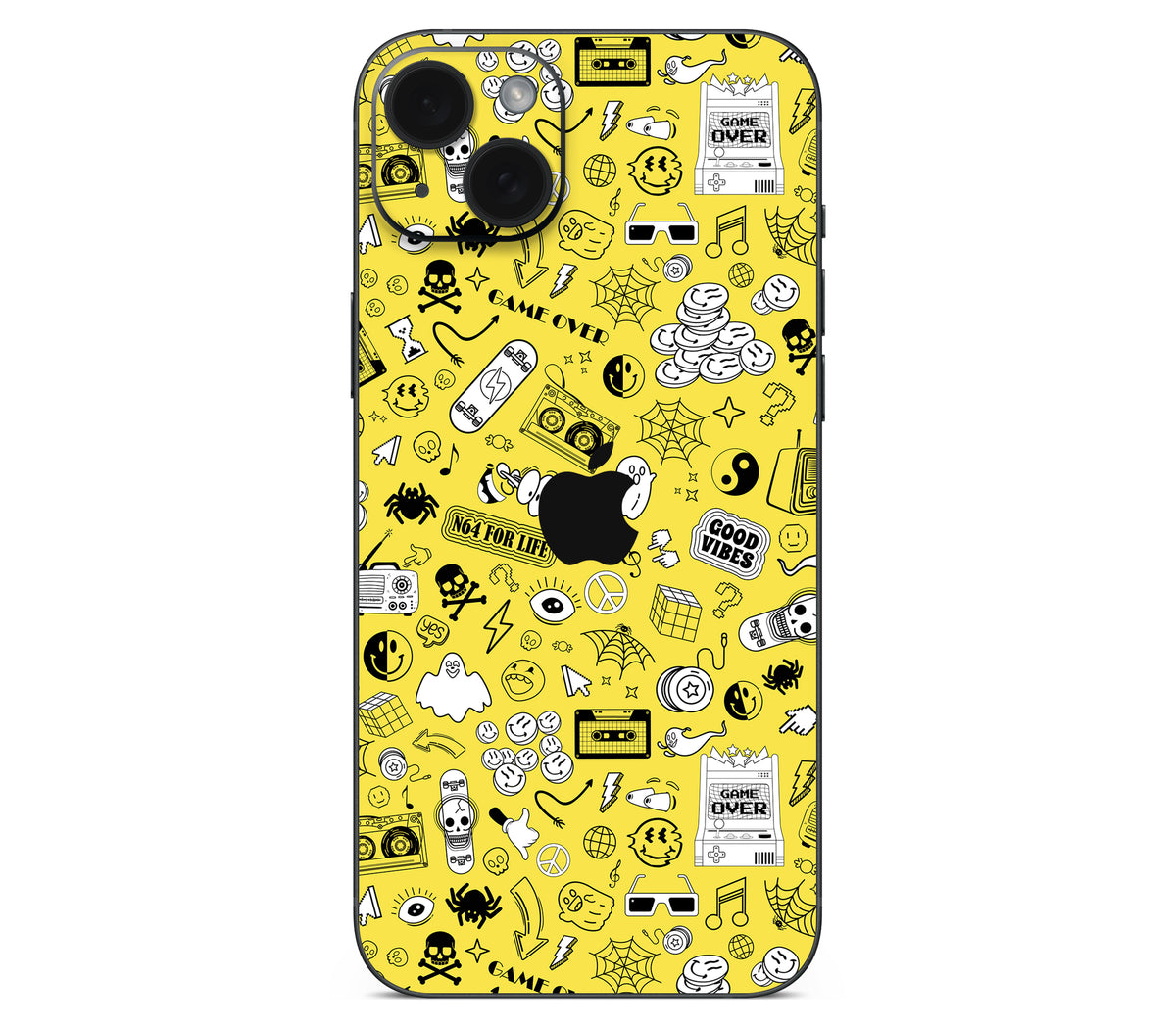 iPhone 15 skin, 90’s Nostalgia, back skin with logo cutout
