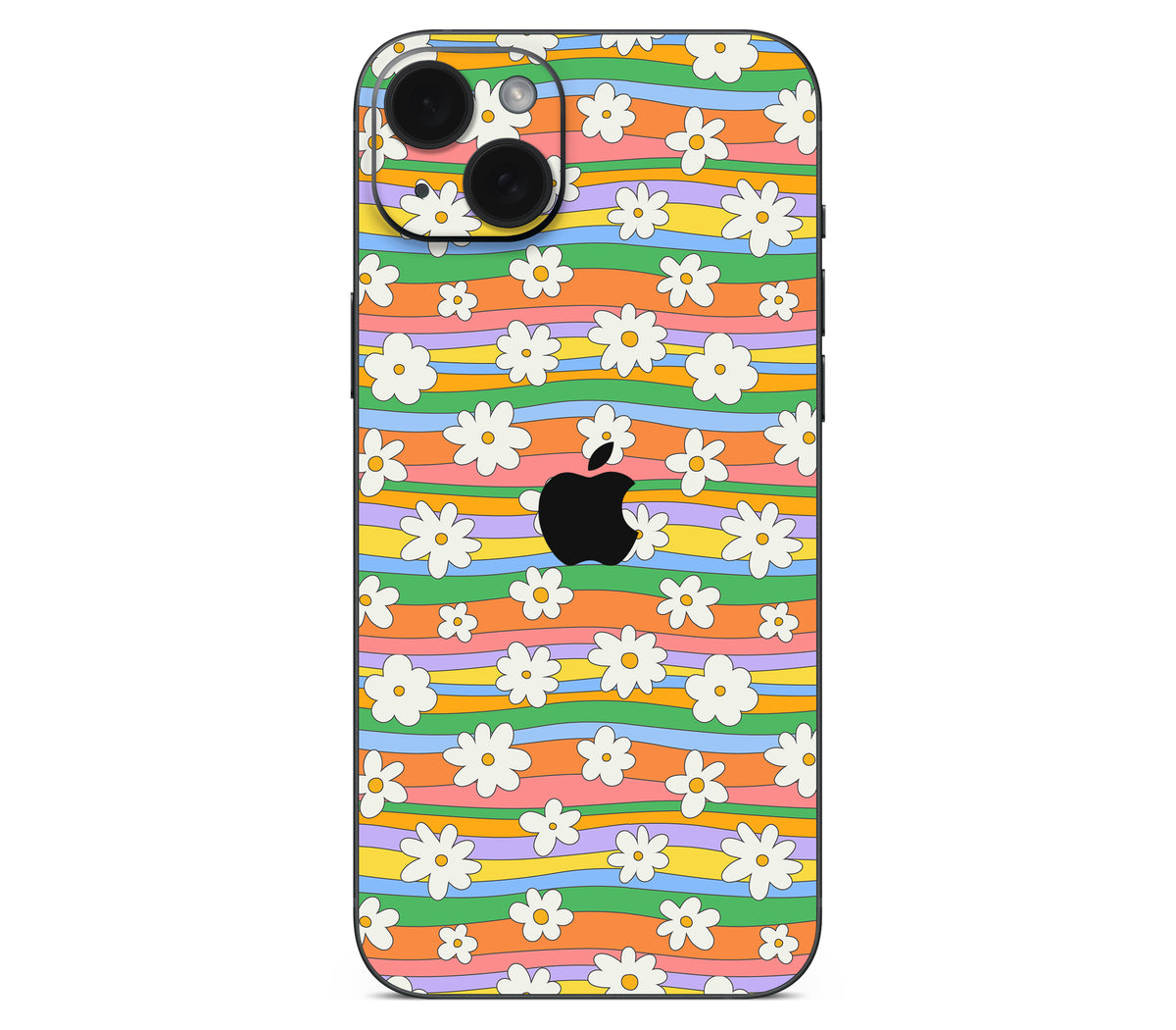 iPhone 15 skin, Daisy Drift, back skin with logo cutout