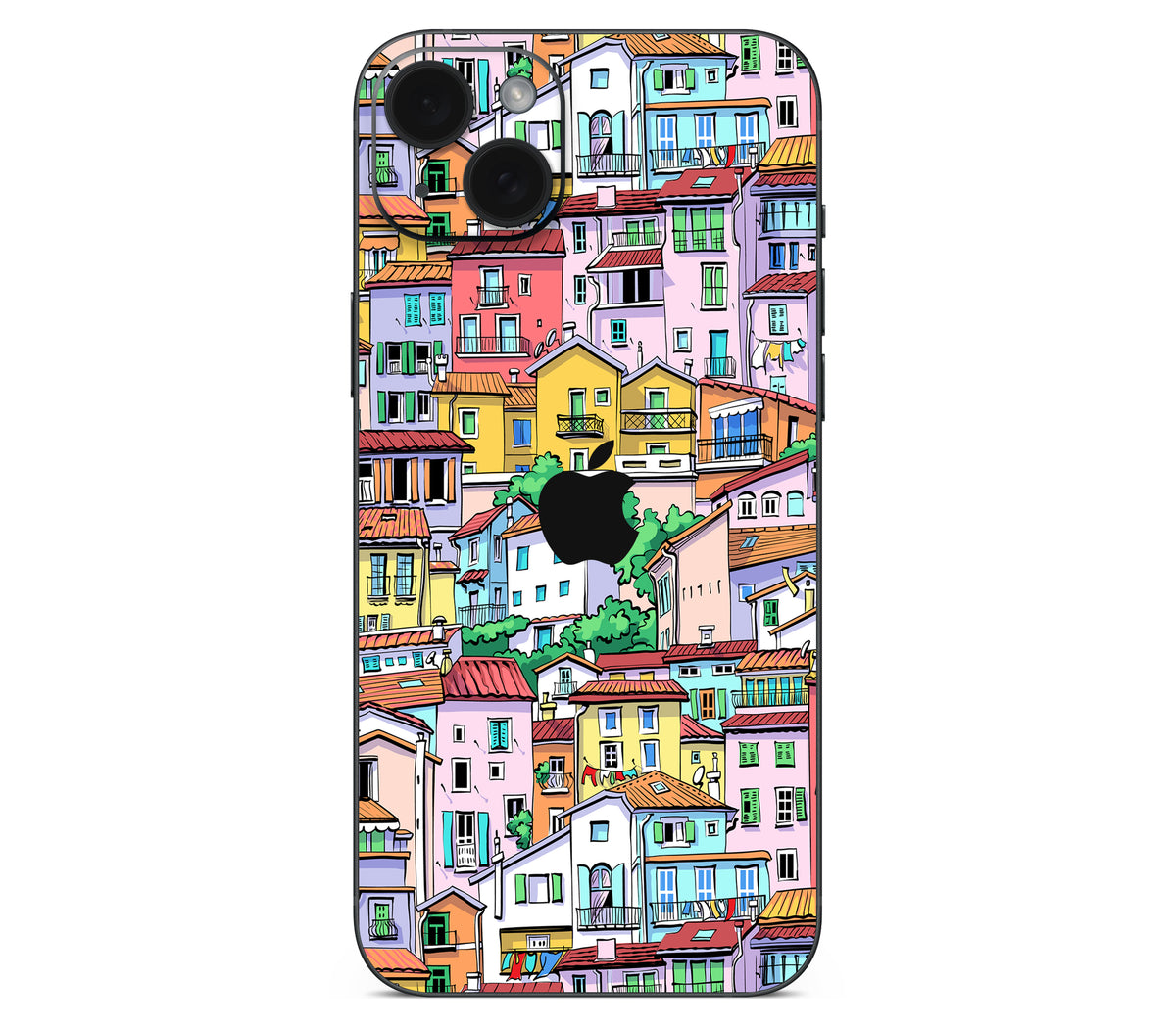 iPhone 15 skin, Menton Mosaic, back skin with logo cutout
