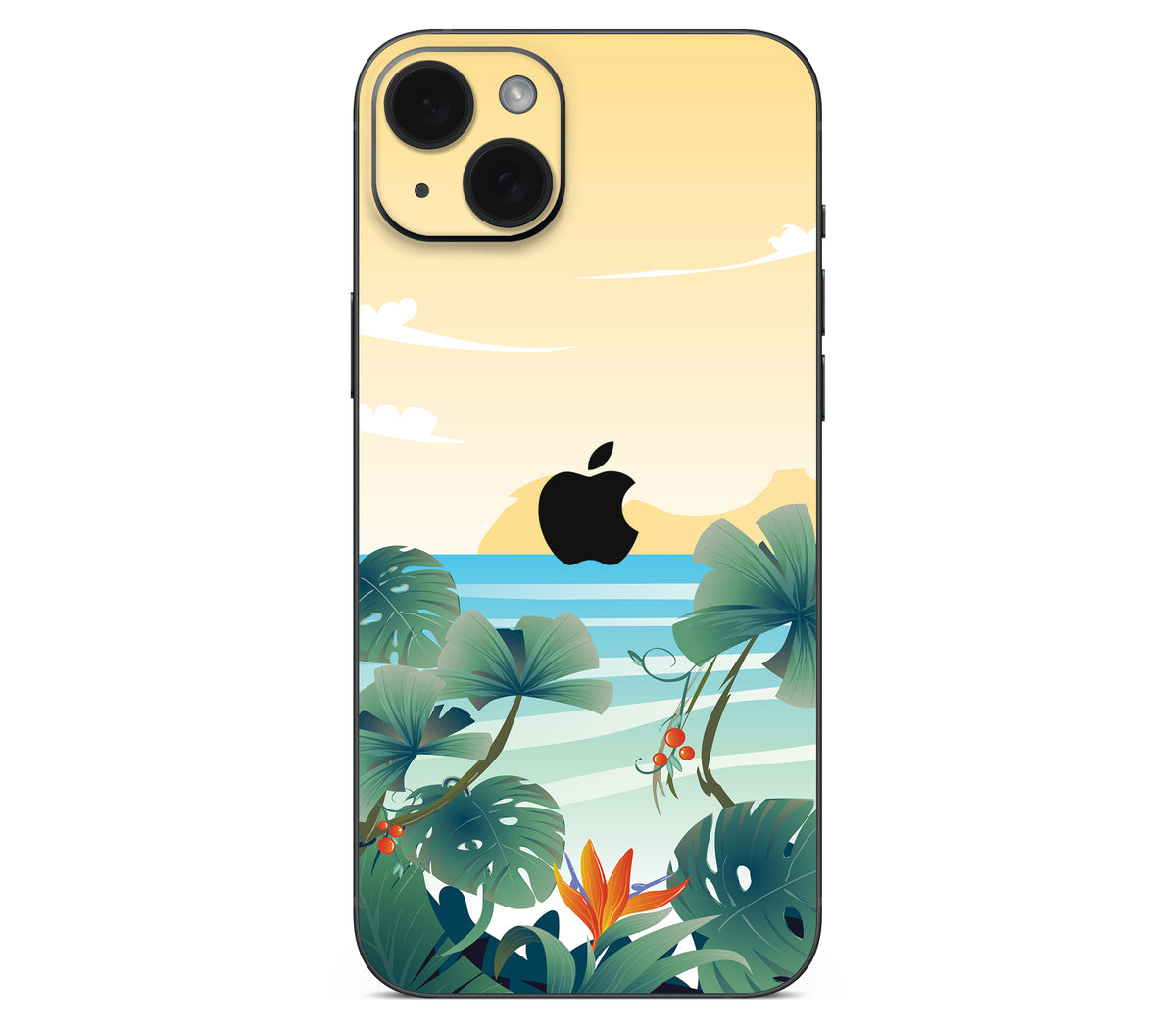 iPhone 15 skin, Sizzle Bay, back skin with logo cutout