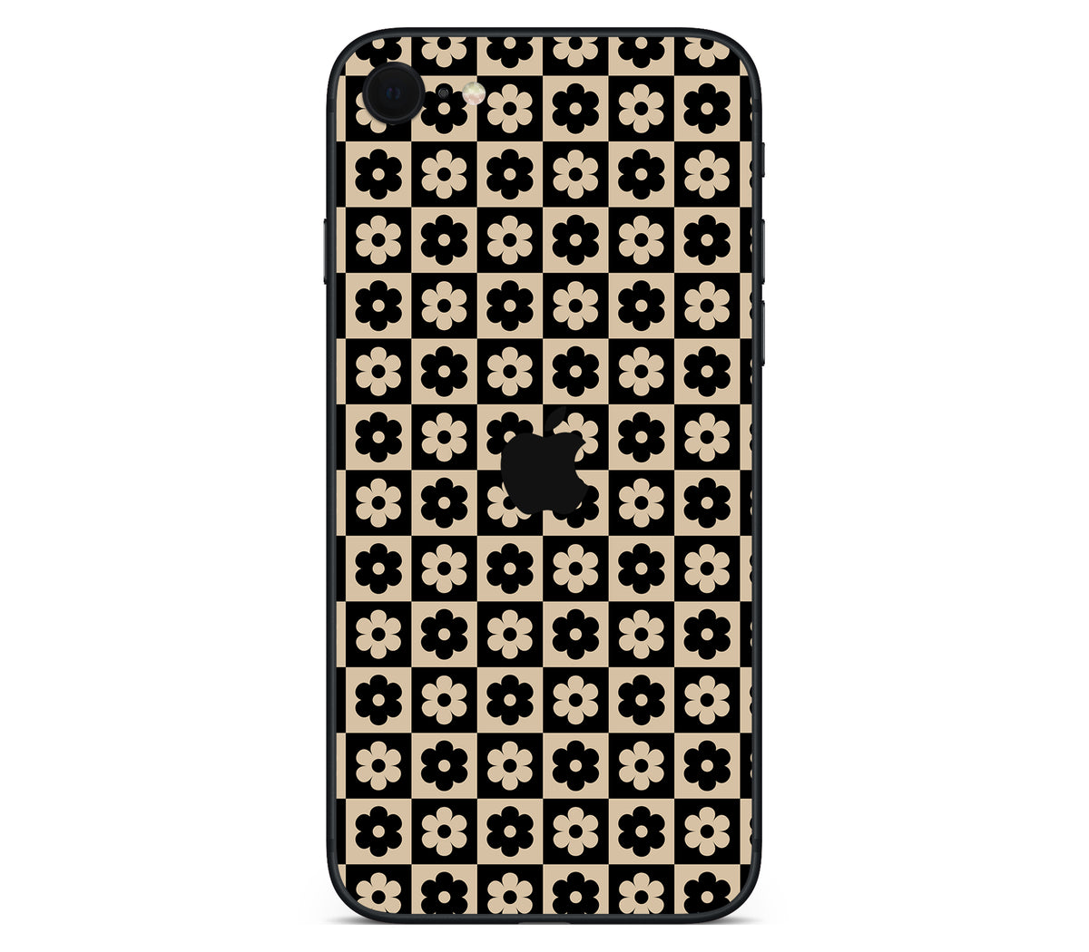 iPhone SE 2022 Gen3 skin, Floral Grid, back skin with logo cutout