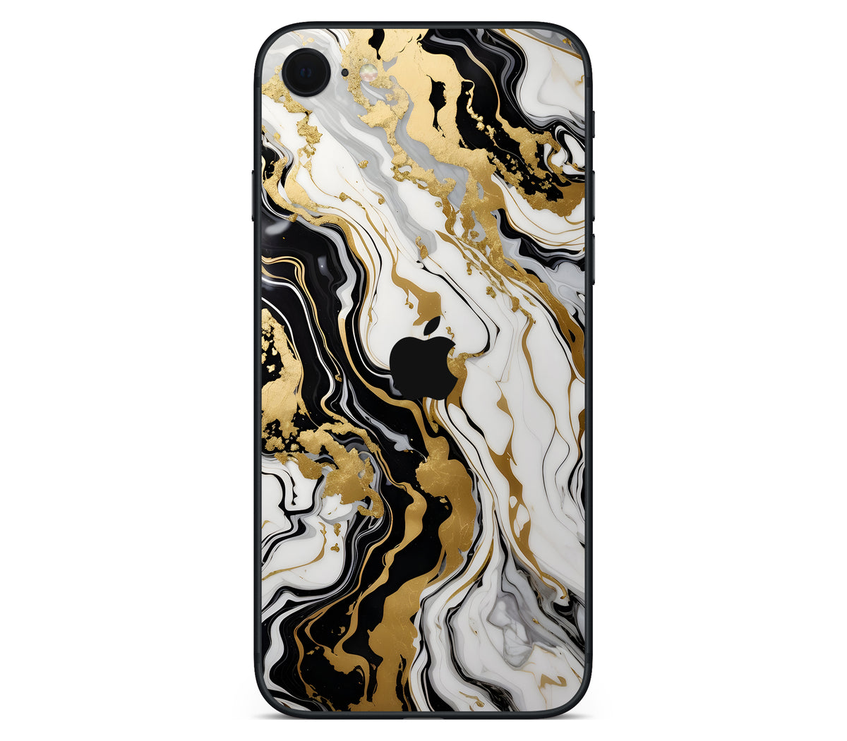 iPhone SE 2022 Gen3 skin, Gold Flare, back skin with logo cutout