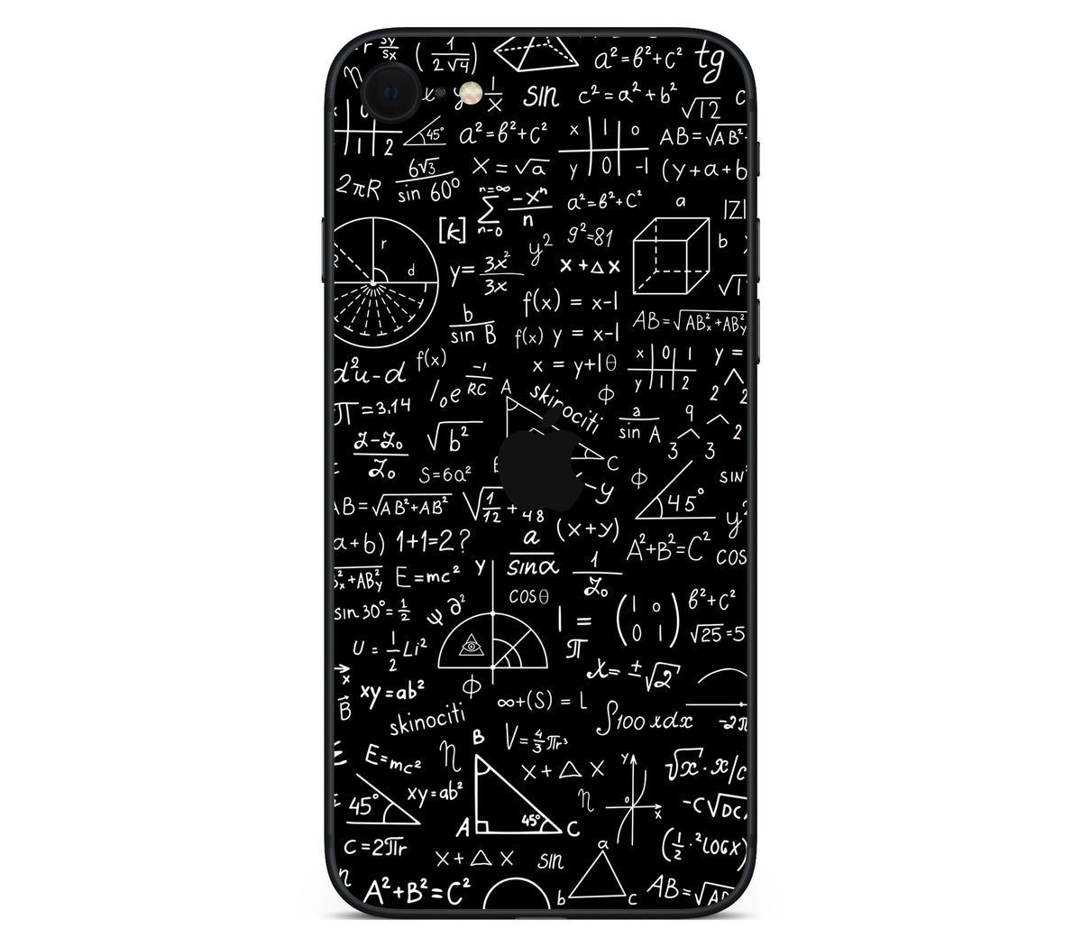 iPhone SE 2022 Gen3 skin, Math Madness, back skin with logo cutout