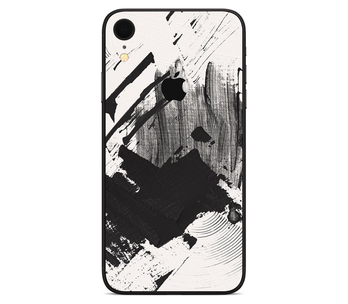 iPhone XR skin, Black Noir, back skin with logo cutout
