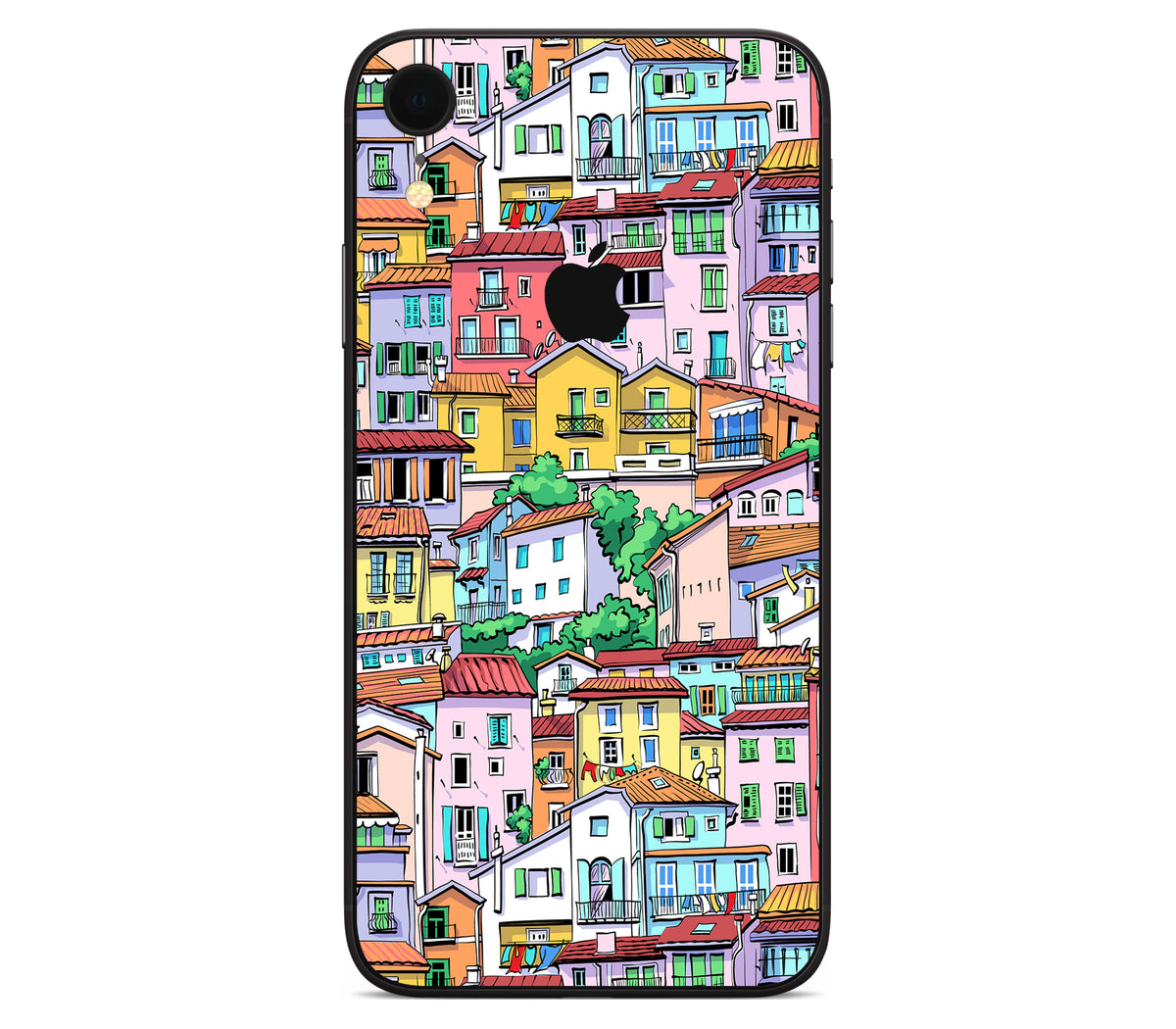 iPhone XR skin, Menton Mosaic, back skin with logo cutout