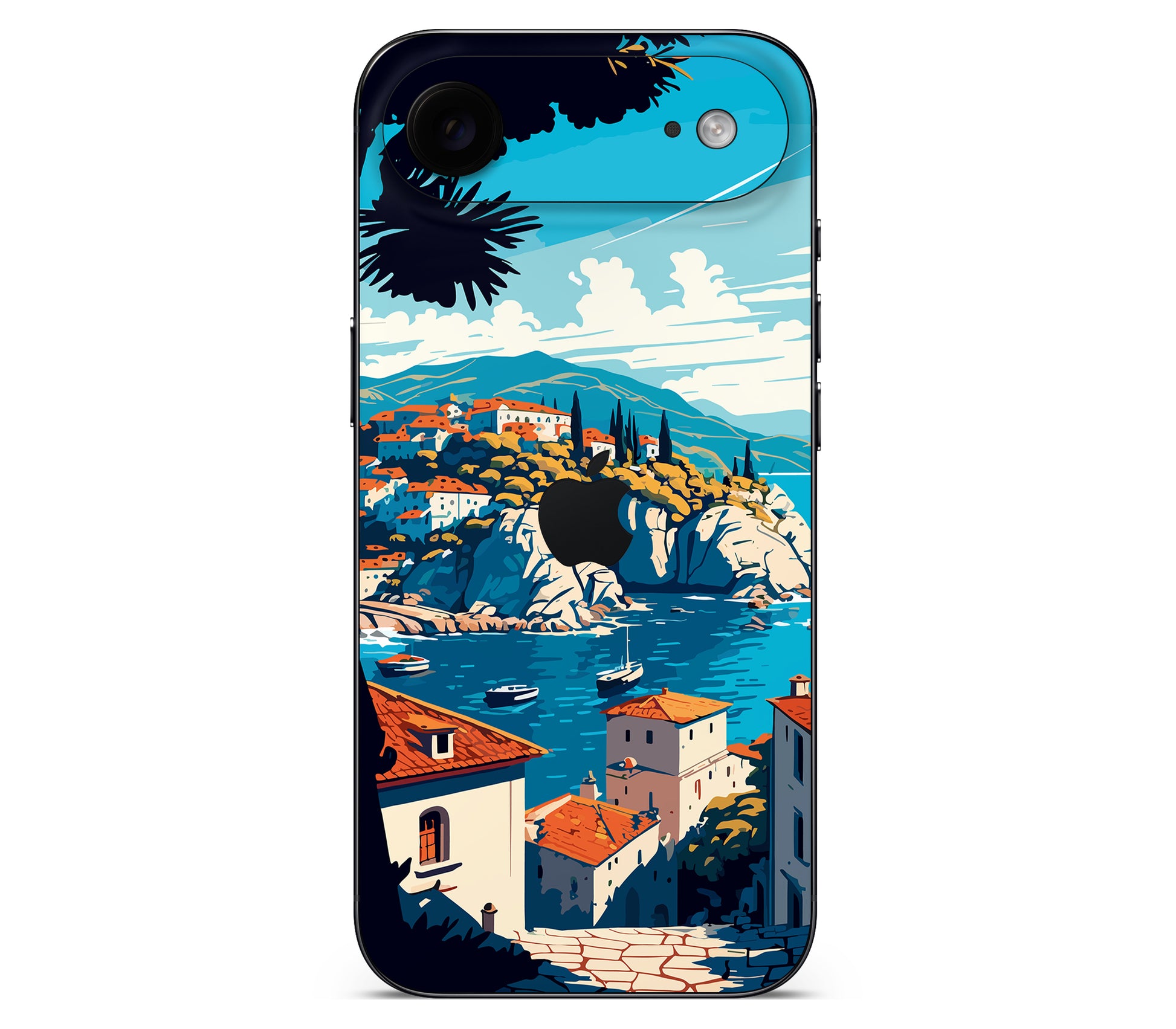 iPhone Air skin, Coastal Clouds, back skin with logo cutout