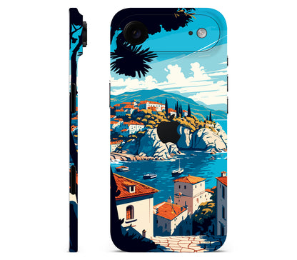 iPhone Air skin, Coastal Clouds, full wrap with logo cutout